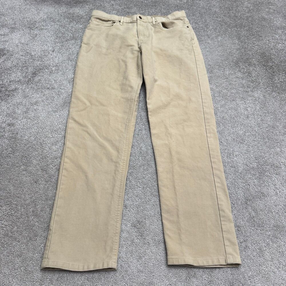 Marine Layer Slim Straight 5 Pocket Stretch Chino Pants Mens 36x32 Khaki Tan
